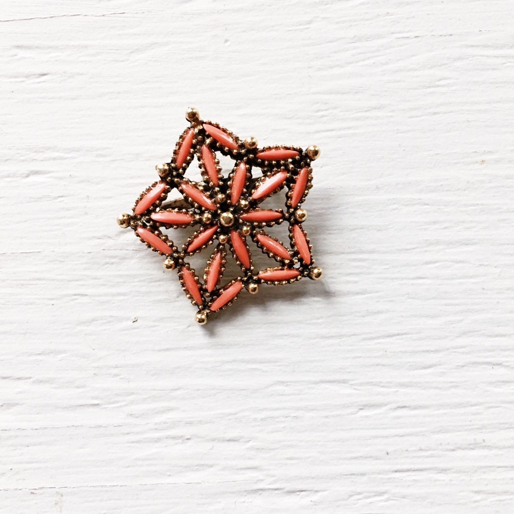 Vintage coral star brooch